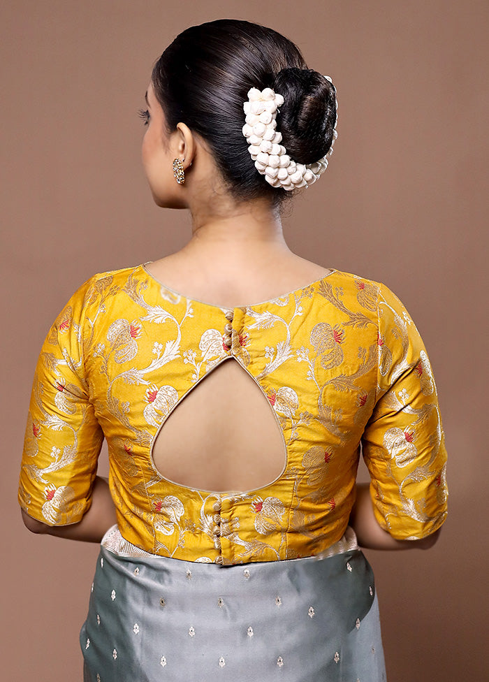 Yellow Brocade Designer Blouse