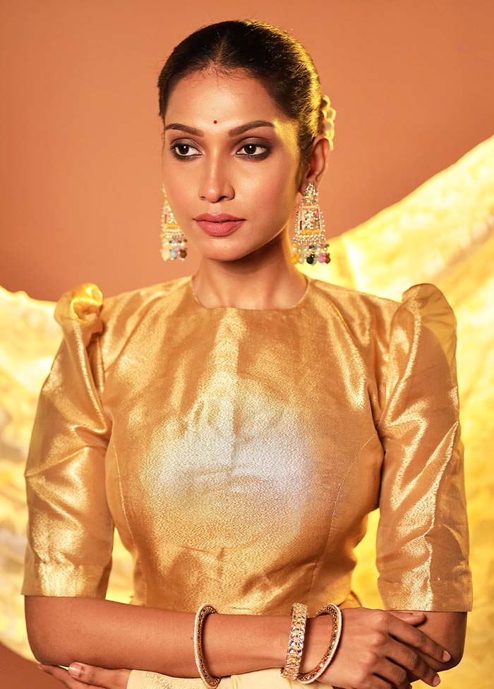 Gold High Neck Designer Blouse Piece