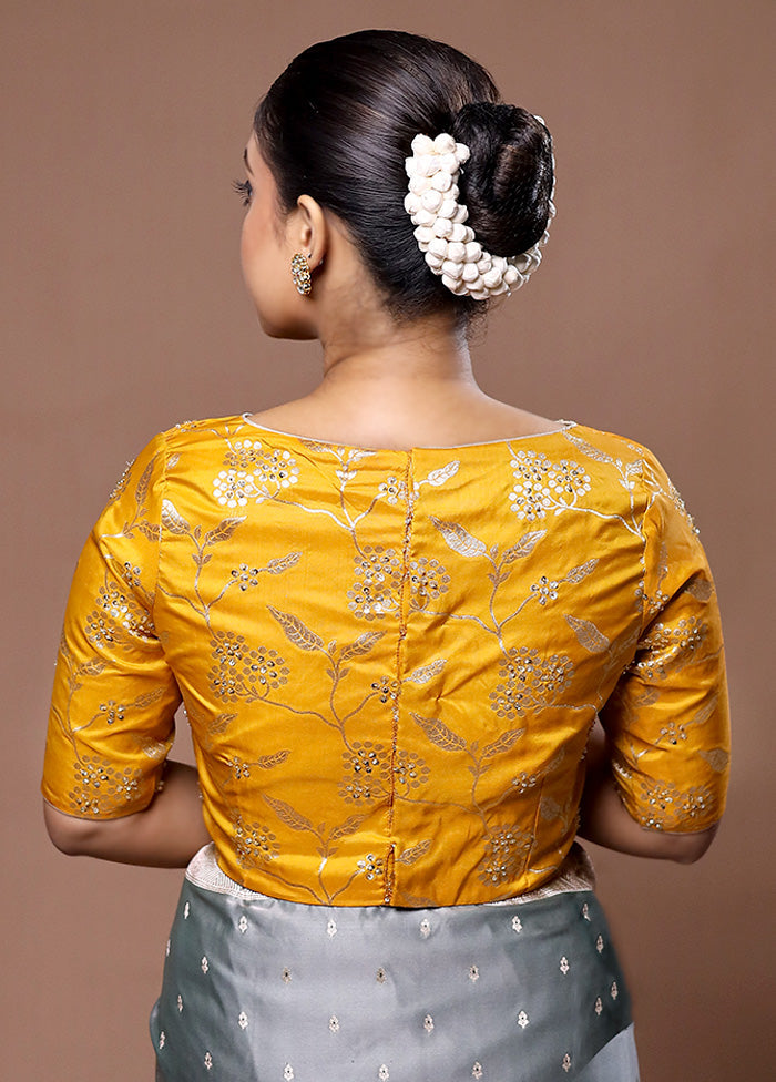 Yellow Brocade Designer Blouse