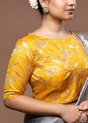 Yellow Brocade Designer Blouse