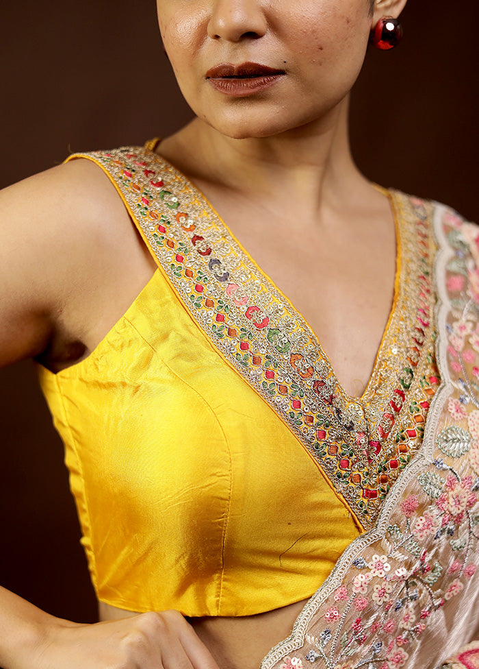 Yellow Pure Silk Designer Blouse