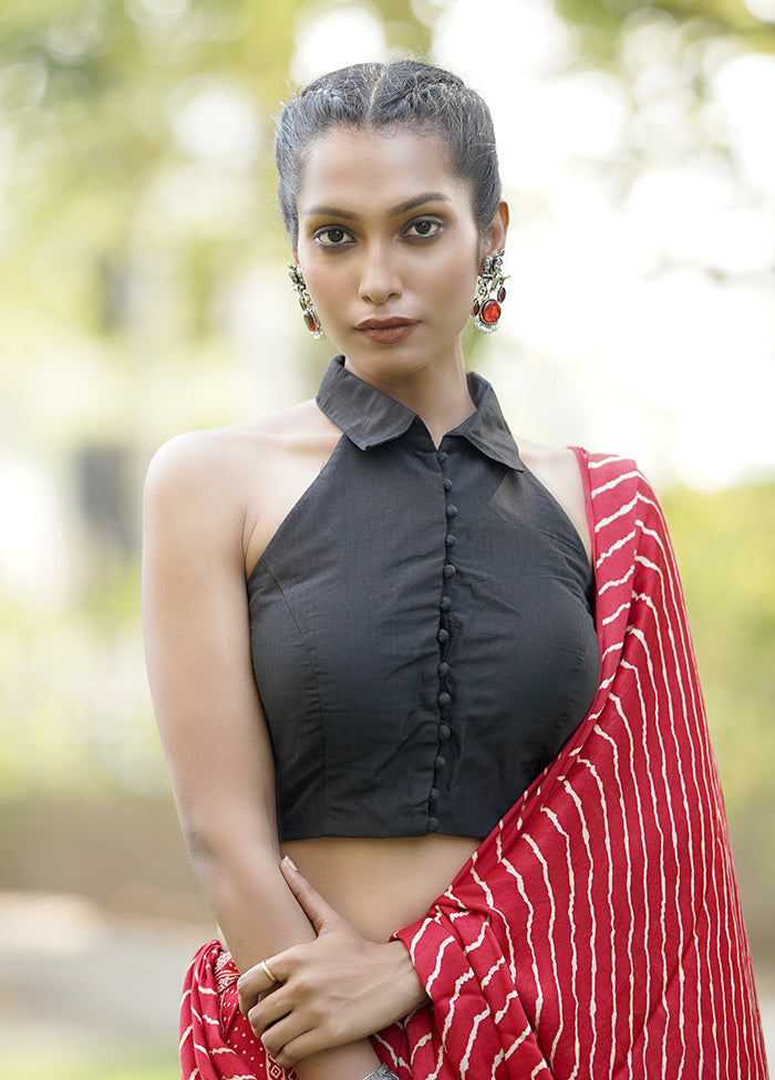 Black Cotton Silk Designer Blouse