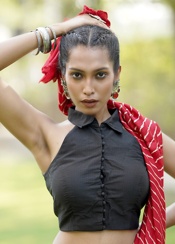 Black Cotton Silk Designer Blouse