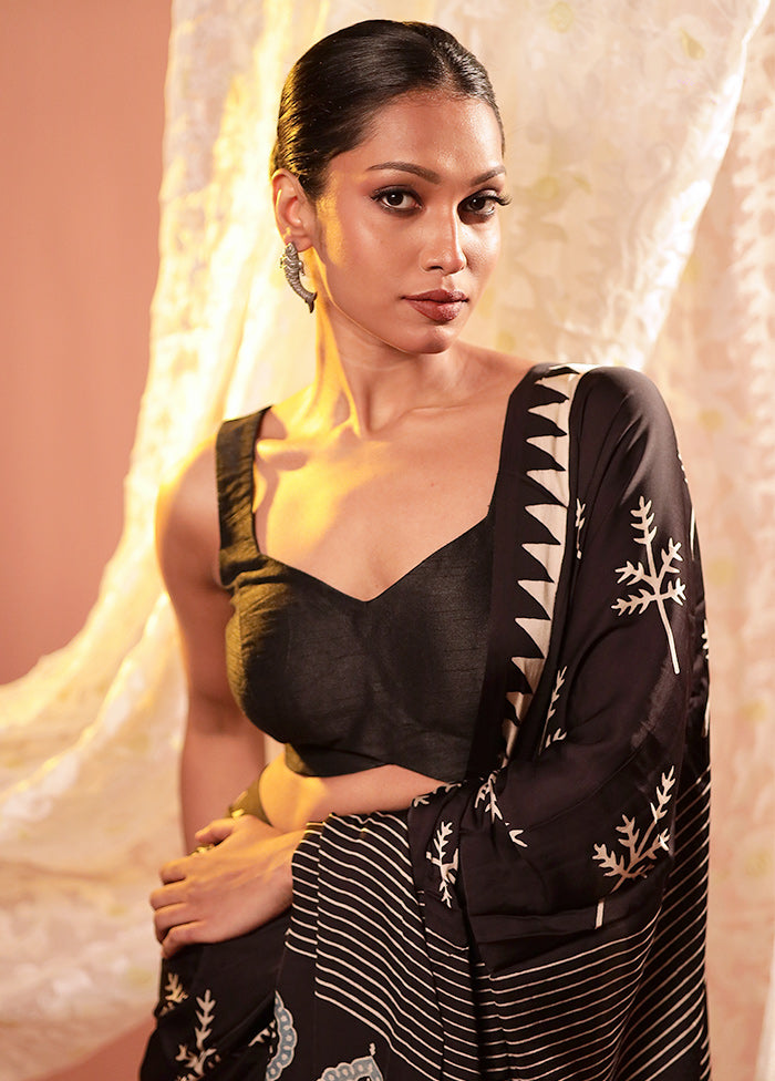 Black Pentagon Neck Designer Blouse