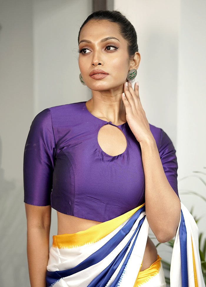 Purple Blended Silk Designer Blouse