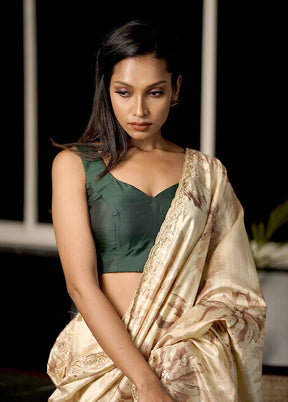 Bottle Green Blended Silk Designer Blouse