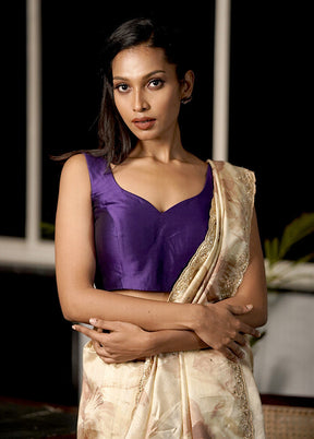 Purple Blended Silk Designer Blouse