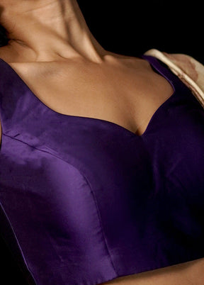 Purple Blended Silk Designer Blouse