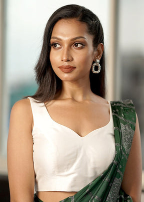 White Blended Silk Designer Blouse