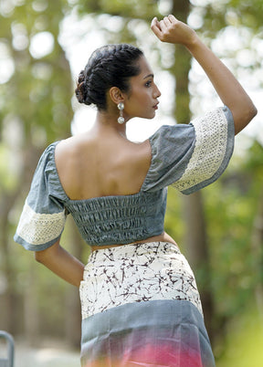 Grey Denim Designer Blouse