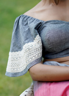 Grey Denim Designer Blouse