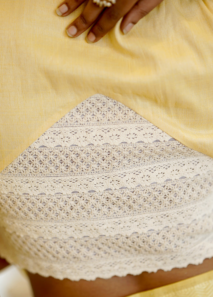 Yellow Cotton Silk Designer Blouse