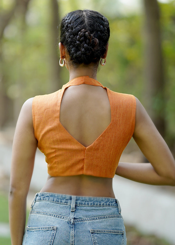 Orange Cotton Silk Designer Blouse