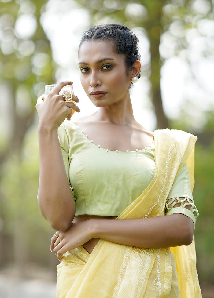 Green Cotton Silk Designer Blouse