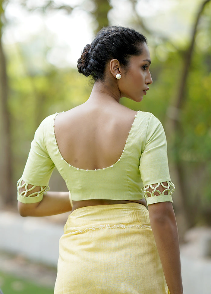 Green Cotton Silk Designer Blouse