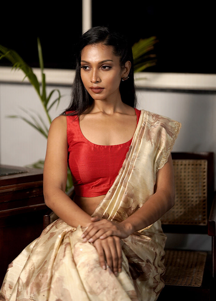 Red Dupion Silk Designer Blouse