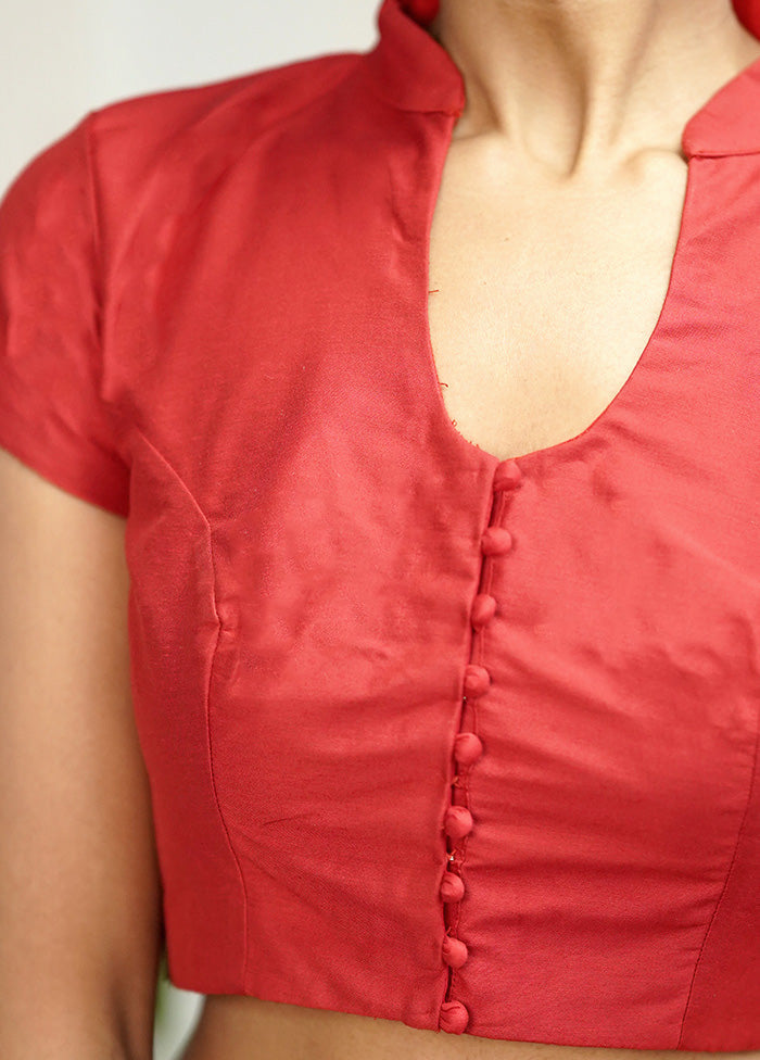 Red Cotton Silk Designer Blouse