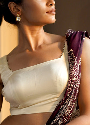 Cream Satin Designer Blouse