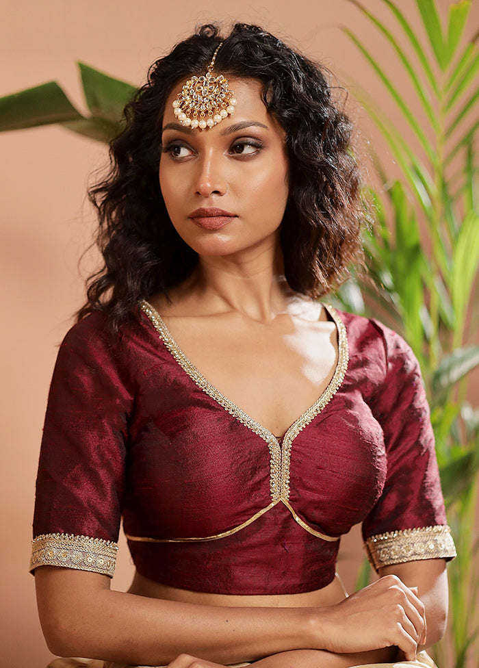 Dark Maroon Silk Designer Blouse