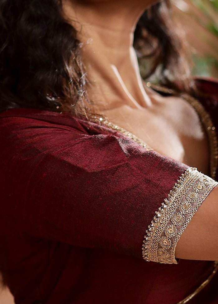 Dark Maroon Silk Designer Blouse