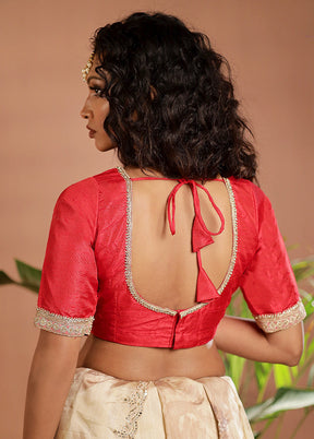 Red Silk Designer Blouse