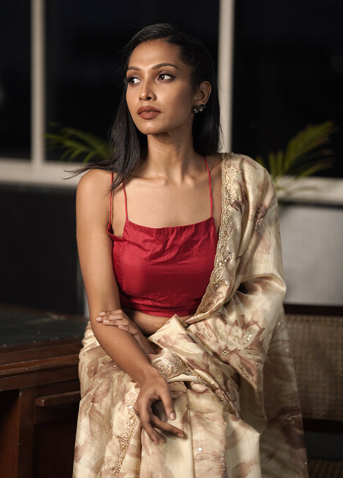 Red Pure Silk Designer Blouse