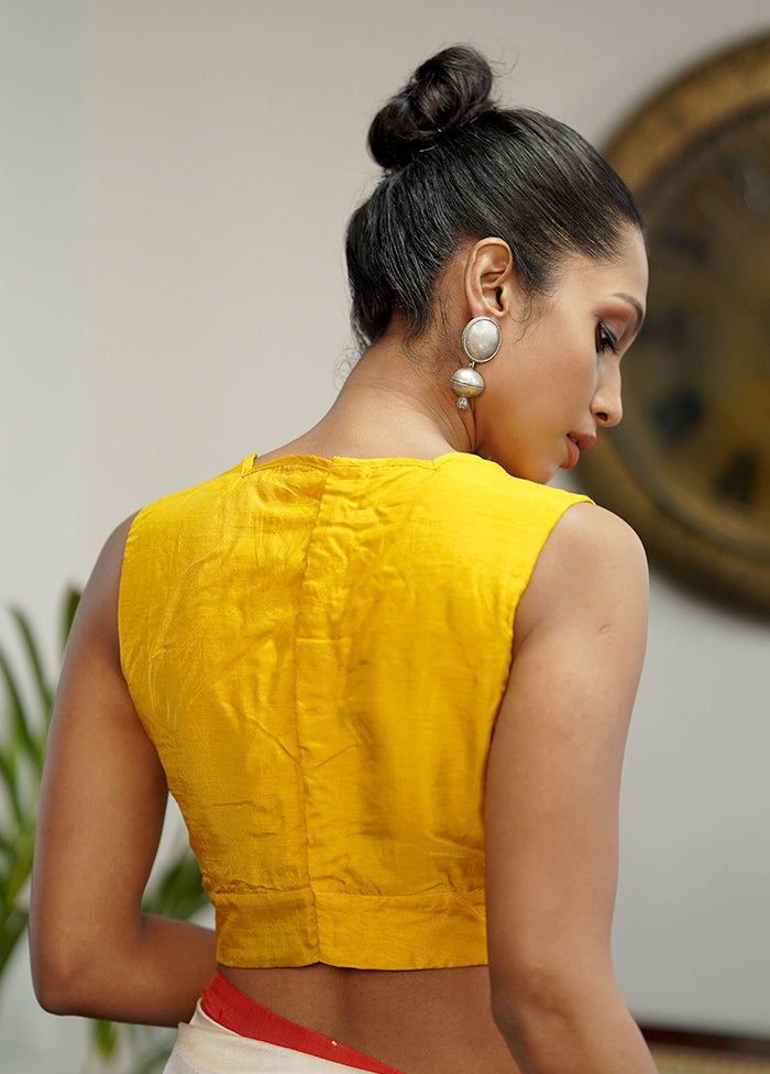 Yellow Dola Silk Designer Blouse