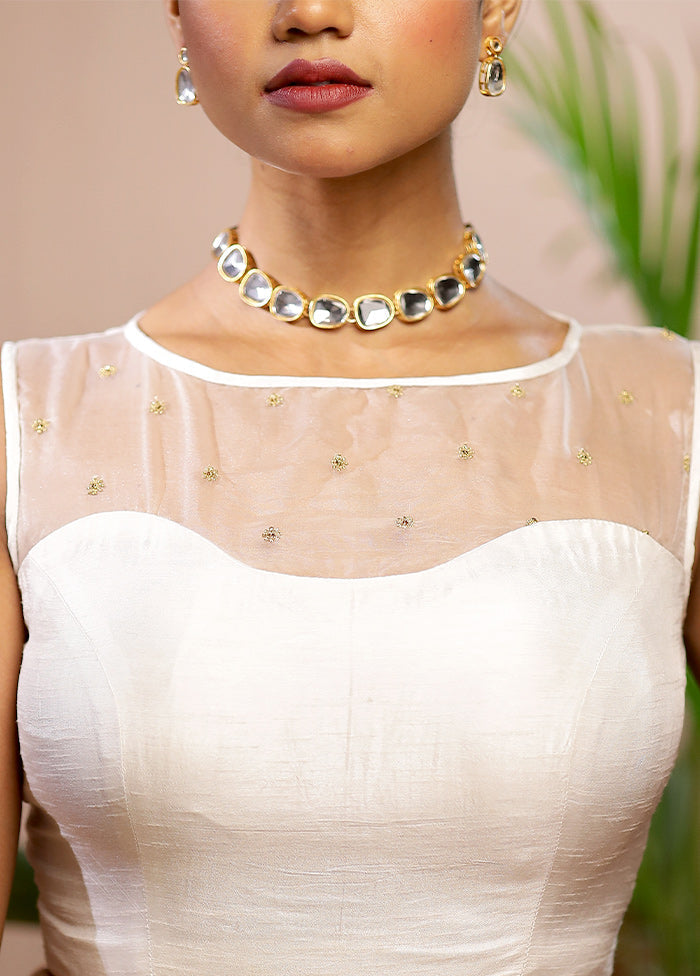 White Dola Silk Designer Blouse