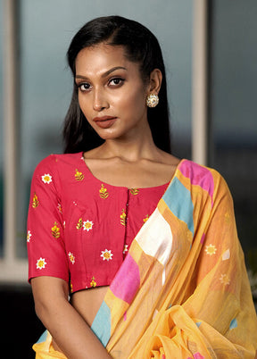 Red Cotton Designer Blouse