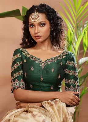 Bottle Green Silk Designer Blouse