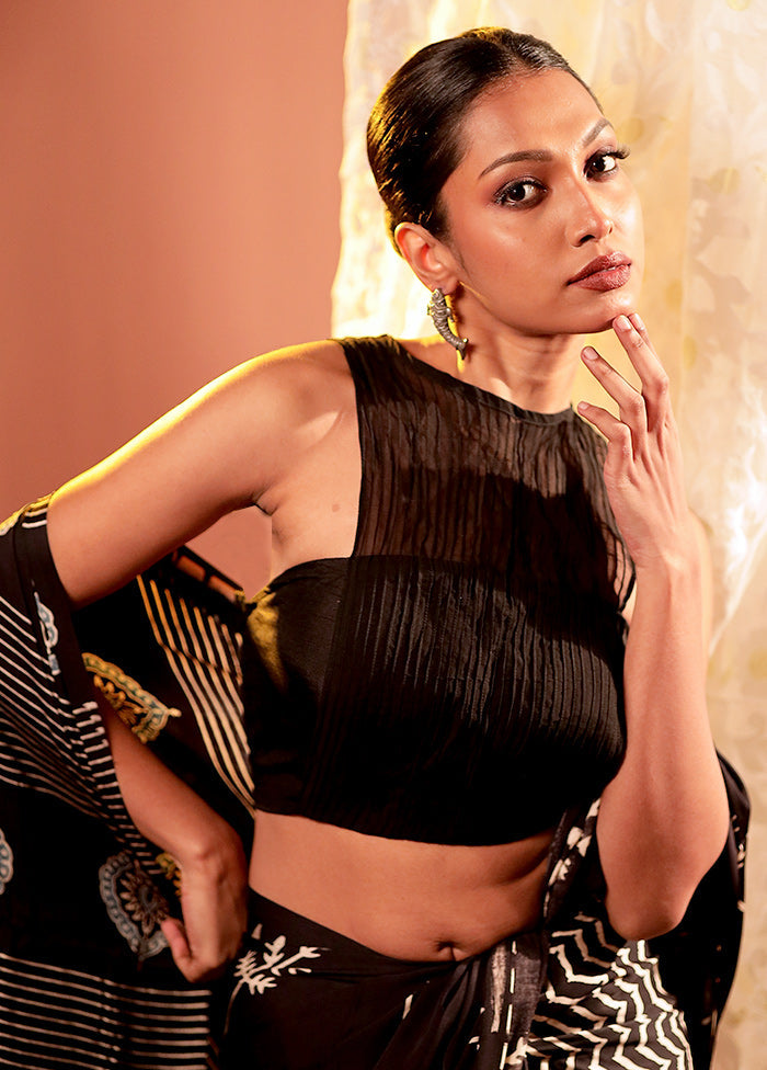 Black Halter Neck Designer Blouse