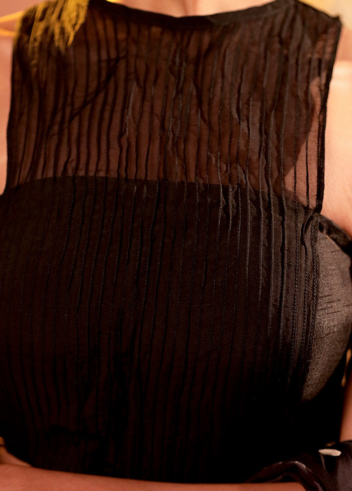 Black Halter Neck Designer Blouse