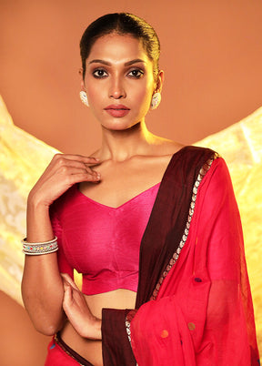 Rani Pink Pentagon Neck Designer Blouse Piece