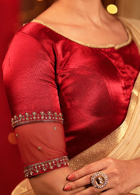 Maroon Satin Designer Blouse