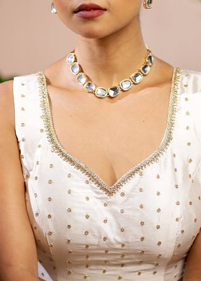 White Blended Silk Designer Blouse