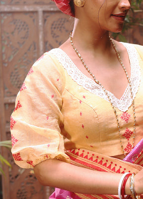 Beige  V Neck Designer Blouse