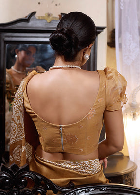 Gold  Square Neck Designer Blouse