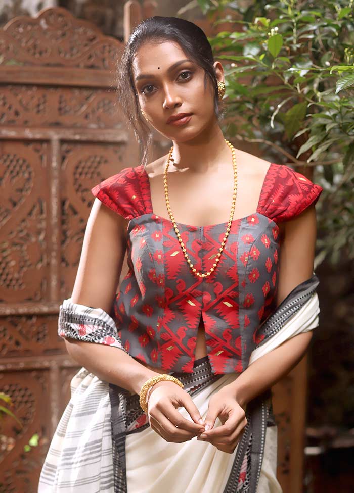 Grey  Square Neck Designer Blouse