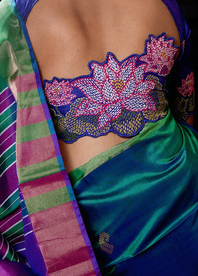 Royal Blue  Round Neck Designer Blouse