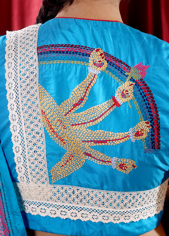 Light Blue  V Neck Designer Blouse