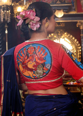 Red High Neck Designer Blouse