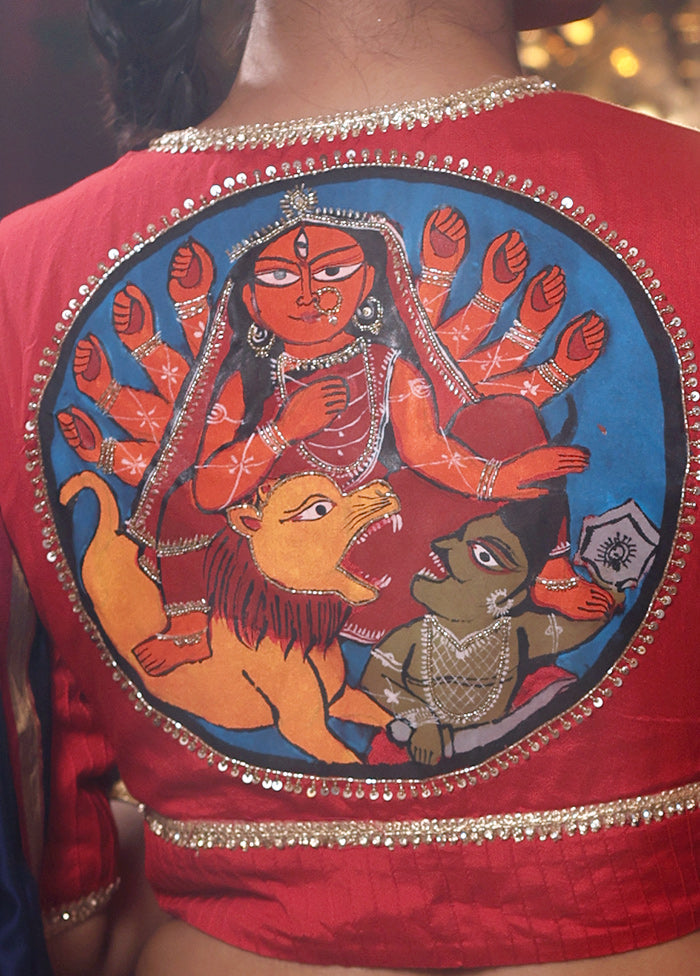 Red High Neck Designer Blouse