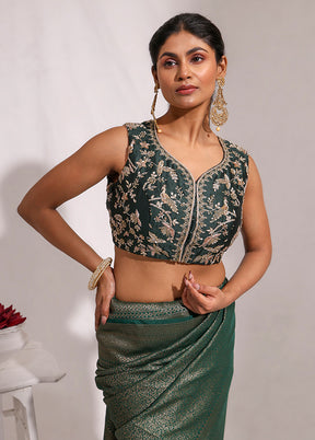 Bottle Green  Sweetheart Neck Designer Blouse