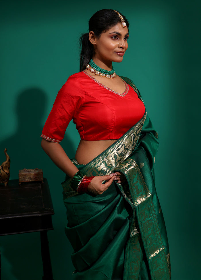 Red V Neck Designer Blouse