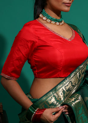 Red V Neck Designer Blouse