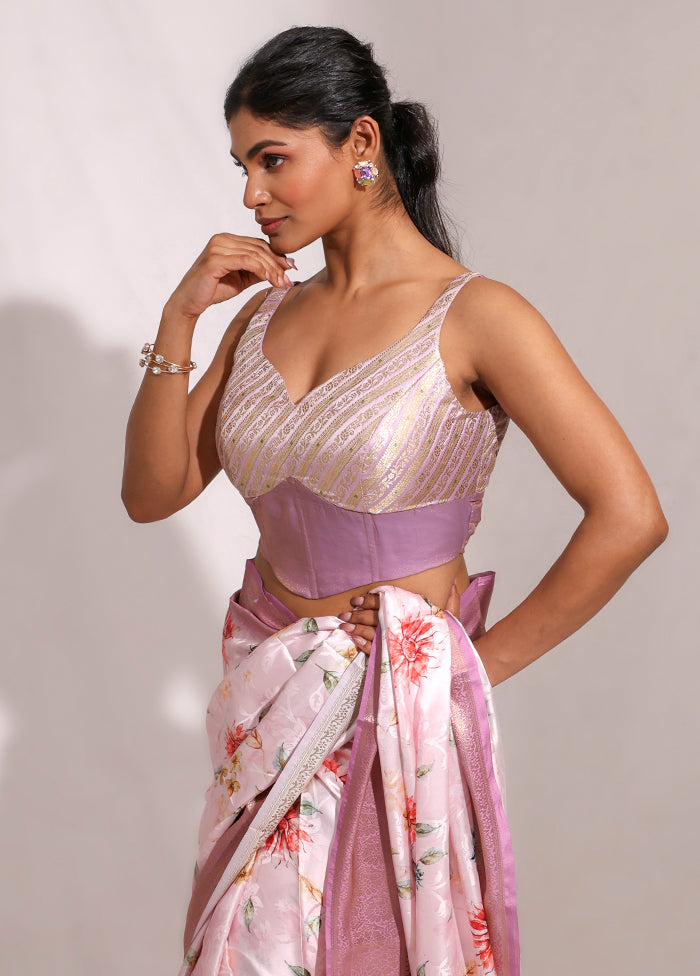 Lavender  Sweetheart Neck Designer Blouse