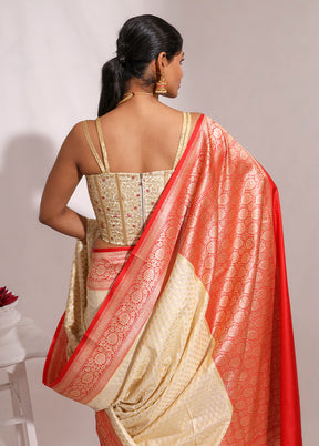 Cream  Sweetheart Neck Designer Blouse