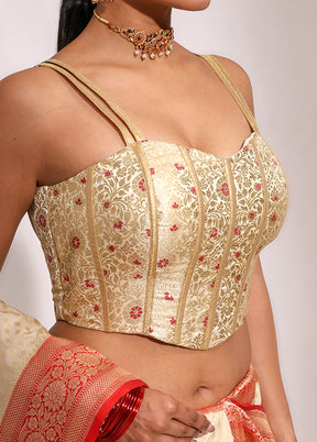 Cream  Sweetheart Neck Designer Blouse