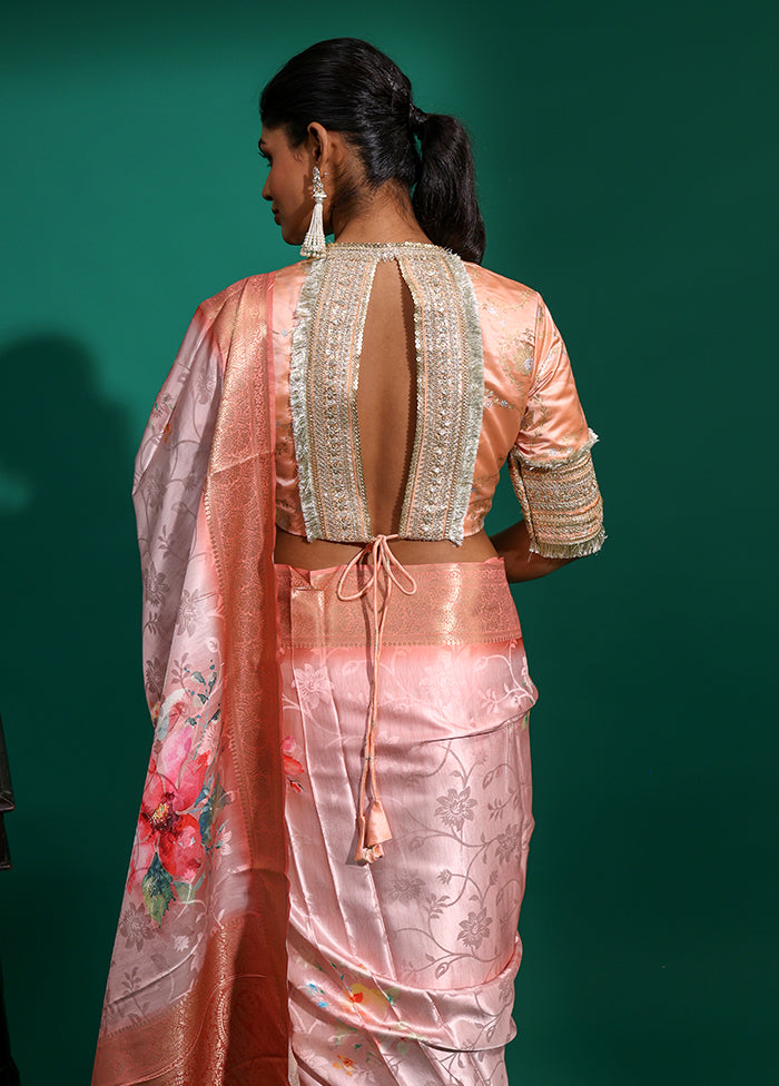 Peach  V Neck Designer Blouse