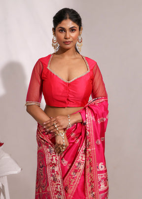 Rani Pink  Pentagon Neck Designer Blouse